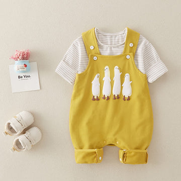 Baby 2-Piece Penguin Striped Yellow Set