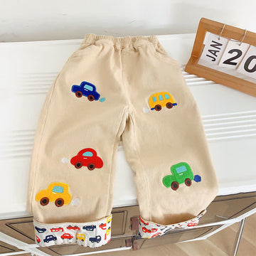 Toddler Embroidered Car Khaki Pants