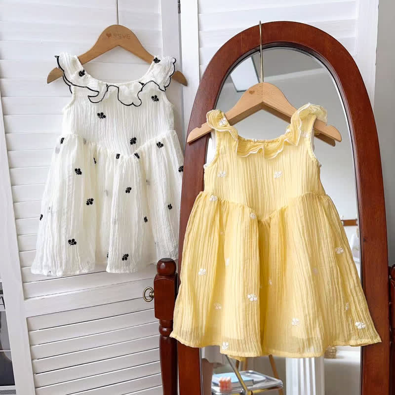 Toddler Sleeveless Embroidered Flower Dress