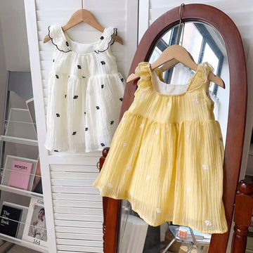 Toddler Sleeveless Embroidered Flower Dress