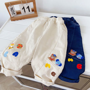 Toddler Embroidered Cartoon Animal Pants