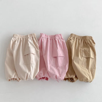 Baby Solid Color Worker Double Pocket Pants