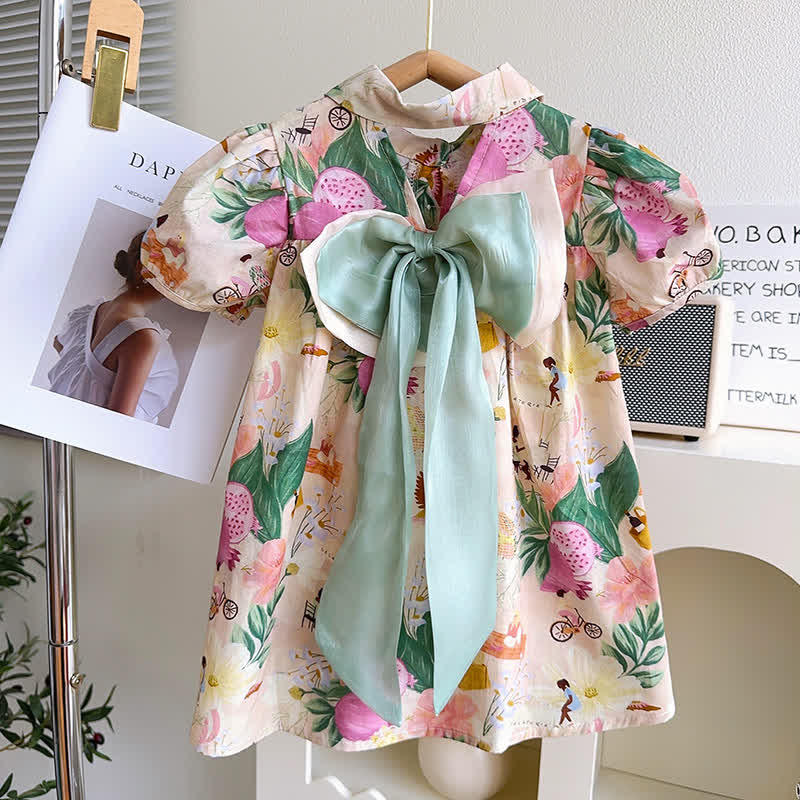 Toddler Multicolor Flower Bow Dress