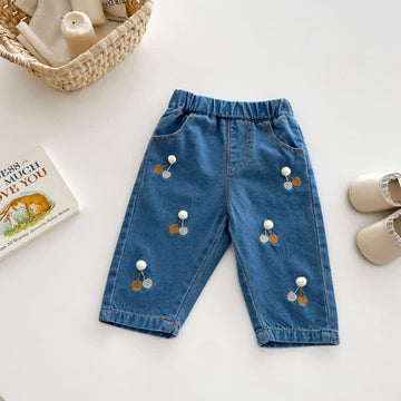 Baby 3D Hairball Cherry Blue Pants