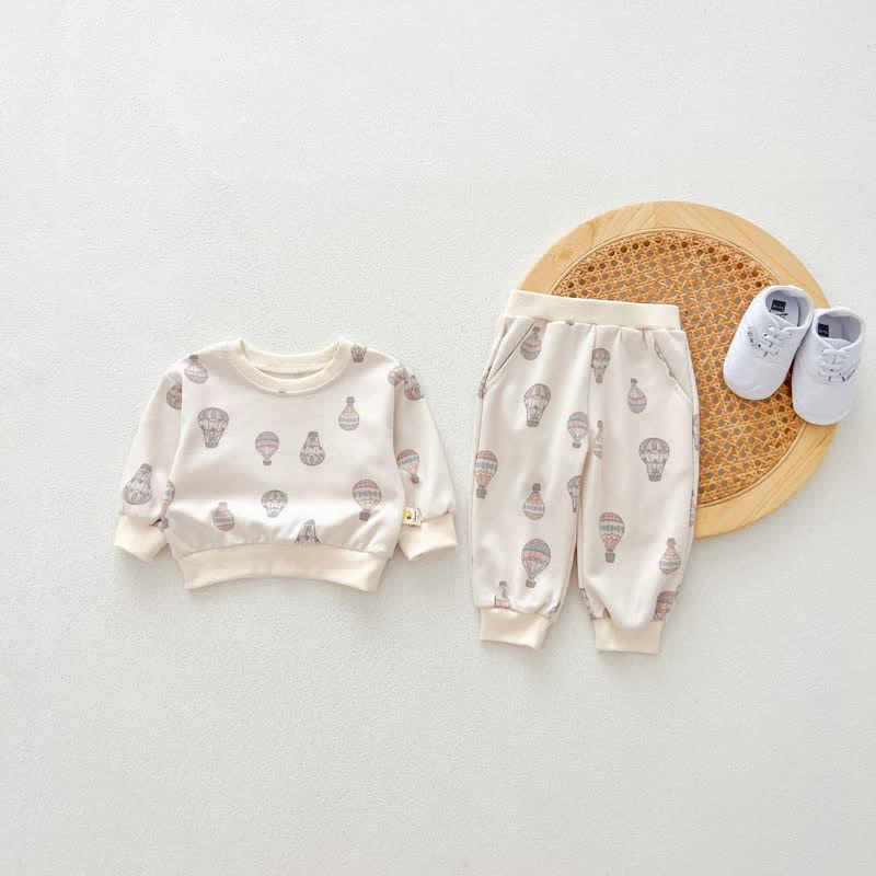Baby 2-Piece Parachute Beige Sweatsuit Set