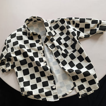 Toddler Boy Black Plaid Polo Shirt