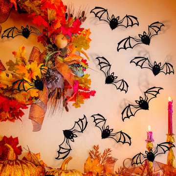 12pcs Halloween 3D Hollow Bat Wall Stickers