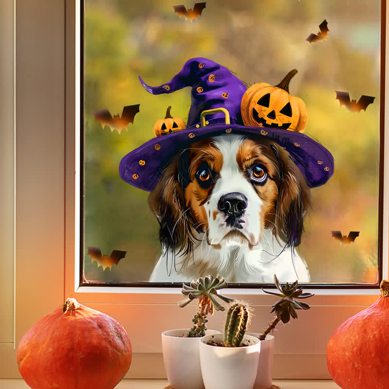 Halloween Pumpkin Bat Puppy Stickers