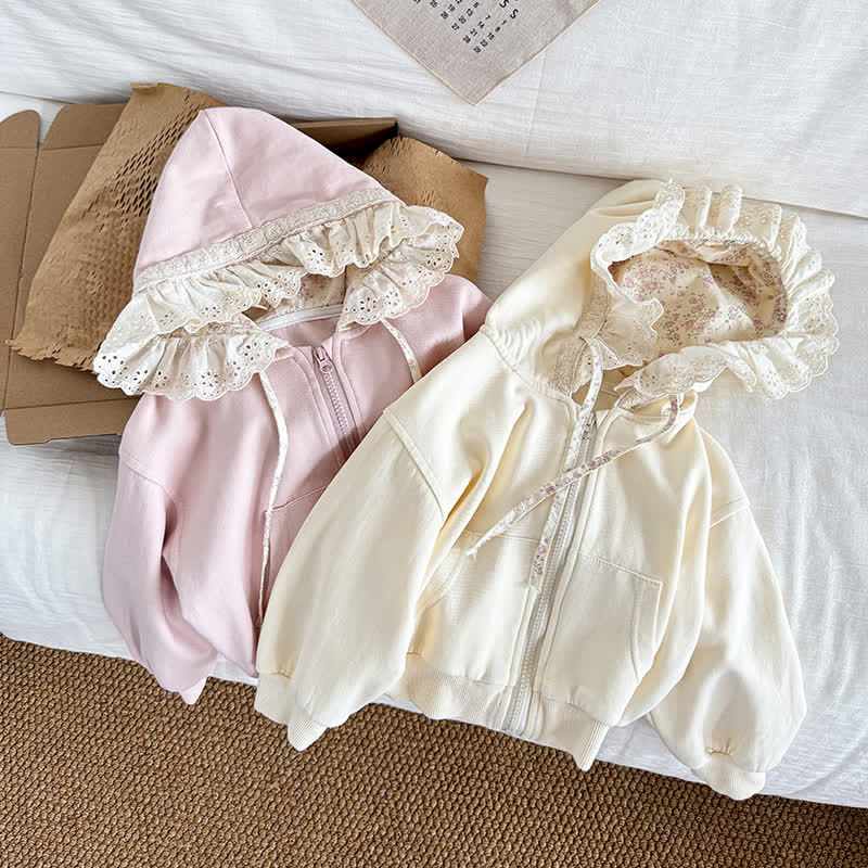 Toddler Lace Flower Hooded Sweet Coat