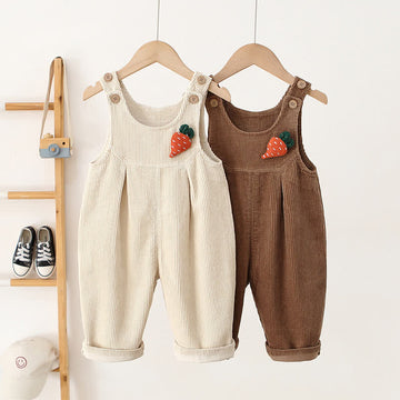 Toddler Lovely 3D Carrot Corduroy Overalls