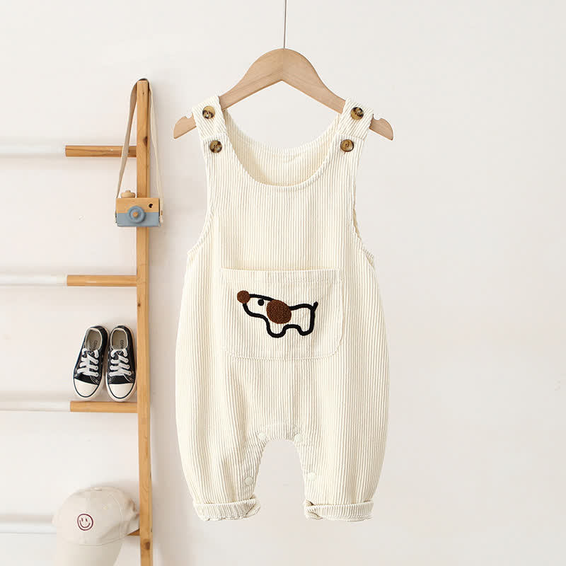 Baby Lovely Dog Pocket Corduroy Overalls