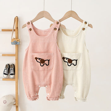 Baby Lovely Dog Pocket Corduroy Overalls