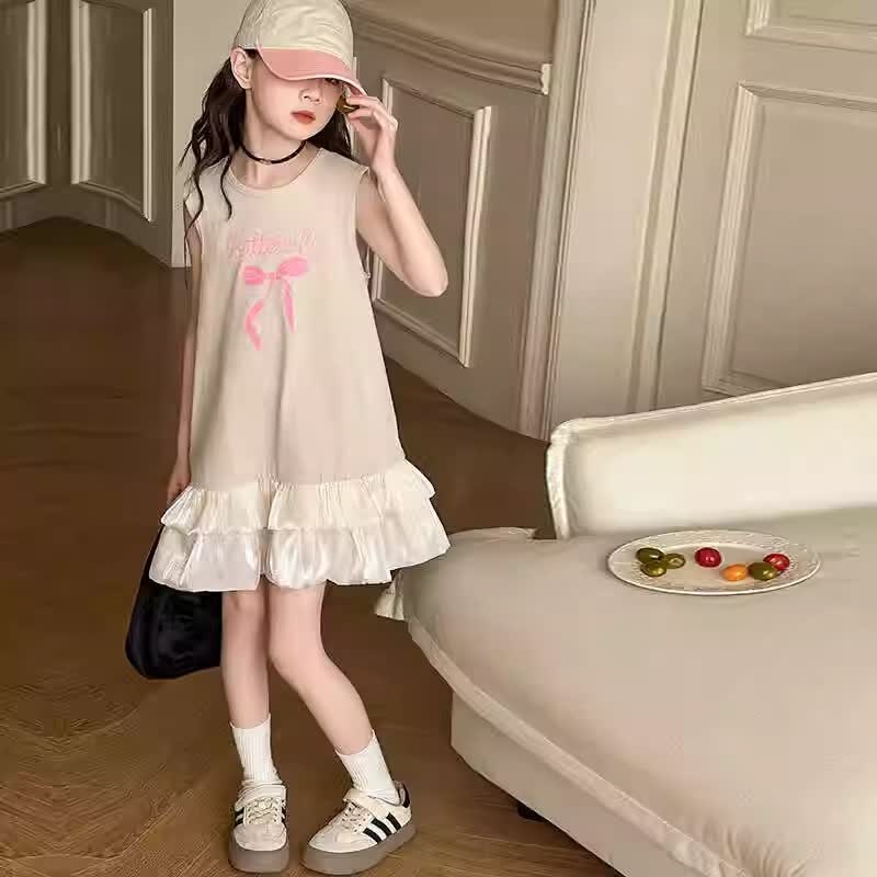 BUTTERFLY Kid Girl Pink Bow Vest Dress