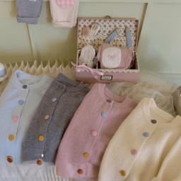 Kid Girl Waffle Cardigan Sweater