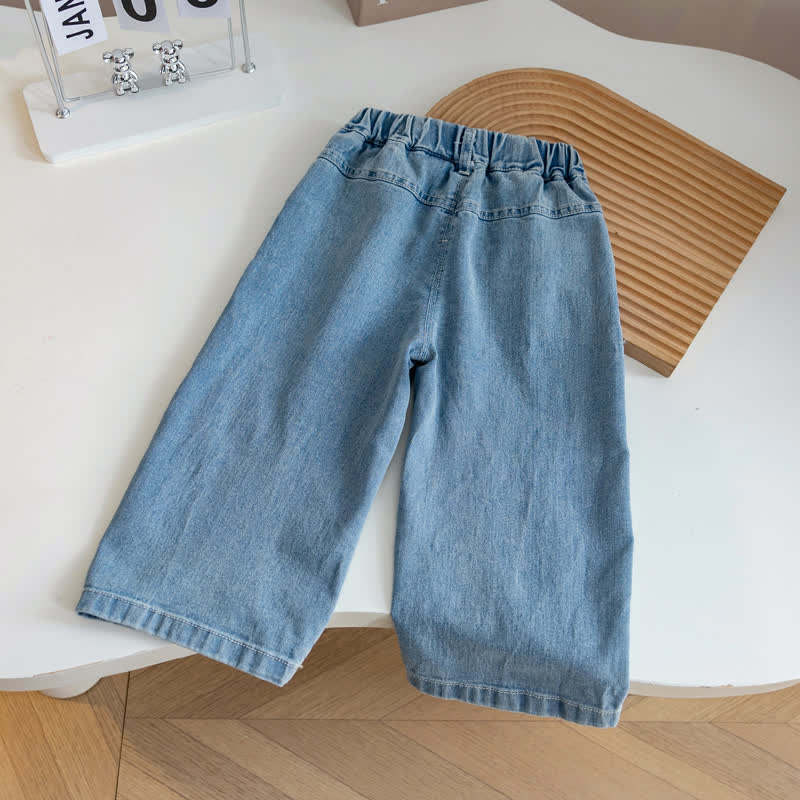 Kid Girl Cartoon Straight-leg Jeans Pants