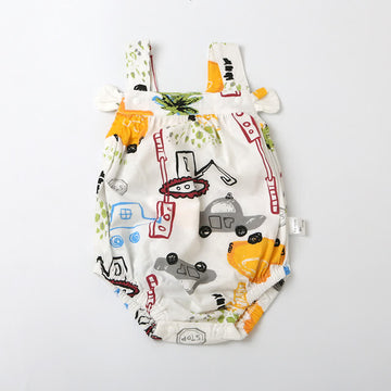 Baby Excavator Suspenders White Bodysuit