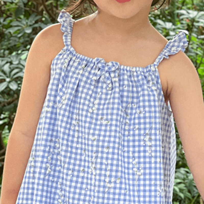 Kid Girl Blue Plaid Slip Dress