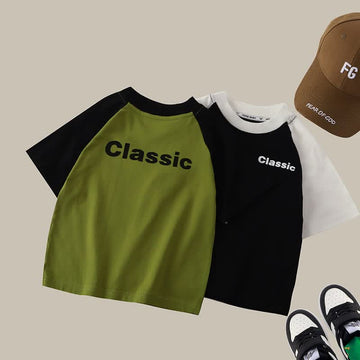 CLASSIC Kid Boy Pure Cotton Contrast Color Top