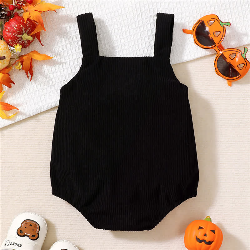 Baby Corduroy Pumpkin Halloween Black Bodysuit