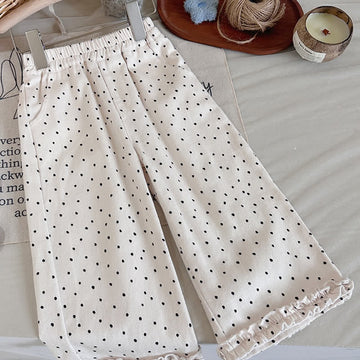 Kid Girl Fungus-trimmed Polka Dot Pants