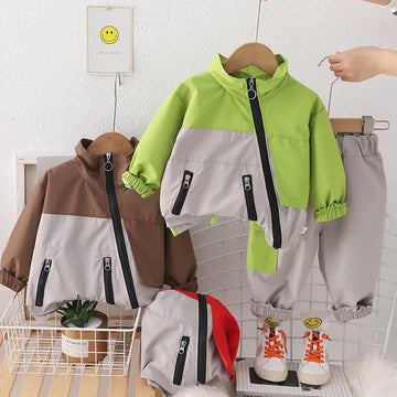 Toddler 2-Piece Zipper Handsome Sweatsuit Set