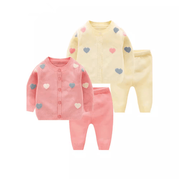 Baby 2-Piece Colorful Heart Knitted Set