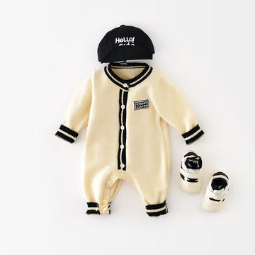 Baby Simple Beige Knitted Romper
