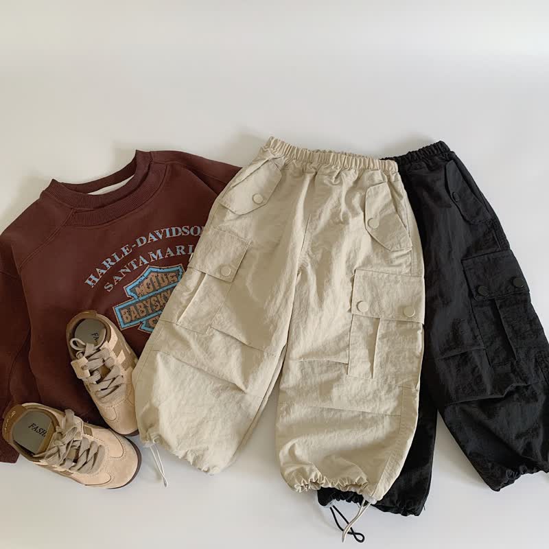 Toddler Solid Color Pocket Worker Pants