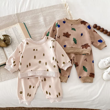 Baby 2-Piece Leaves Tree Sweatsuit Set