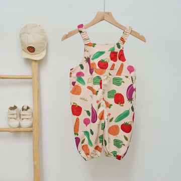 Baby Toddler Vegetables Cotton Beige Overalls