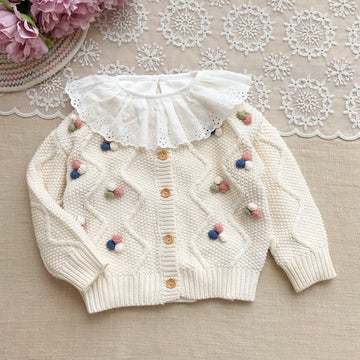 Kid Girl Single-breasted Cardigan Sweater