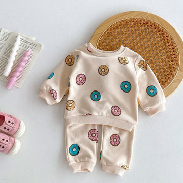 Baby 2-Piece Colorful Doughnut Sweatsuit Set