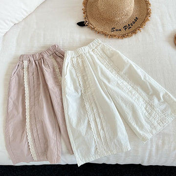 Toddler Pastoral Flower Lace Loose Pants