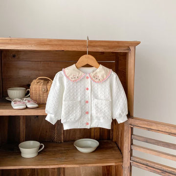 Toddler Bunny Flower Lapels White Coat
