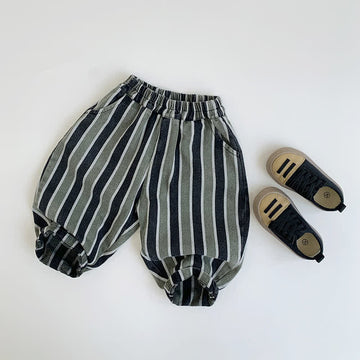 Toddler Green Vertical Striped Loose Pants