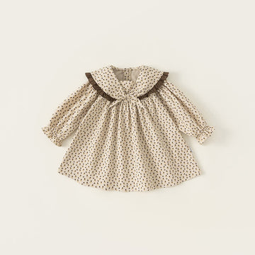 Toddler Girl Doll Collar Flower Apricot Dress