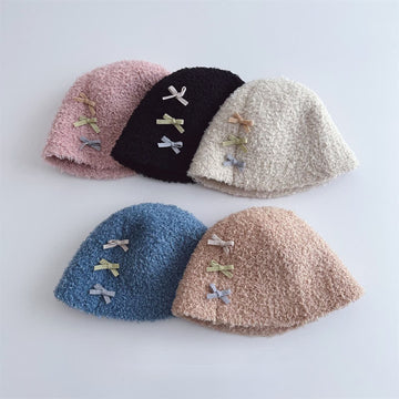 Toddler Triple Bows Fleece Bucket Hat