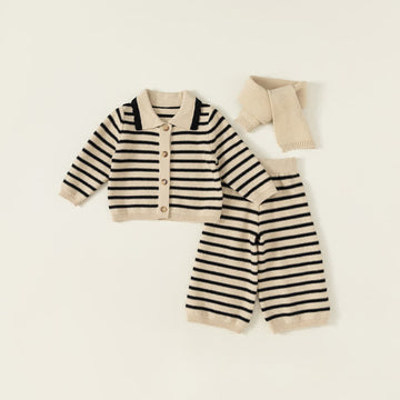 Toddler 2-Piece Striped Knitted Set with Scarf