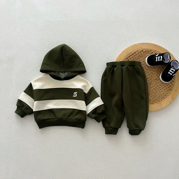 Baby 2-Piece Army Green Hooded Sweatsuit Set