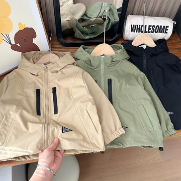 Kid Boy Hooded Windproof Cargo Jacket