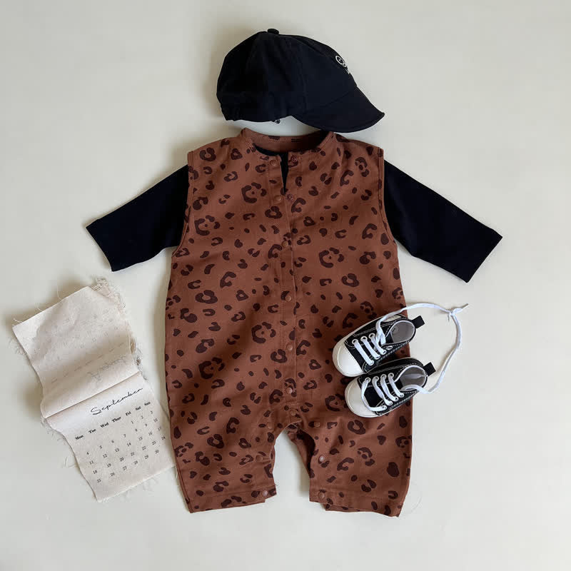 Baby Leopard Print Single-breasted Romper