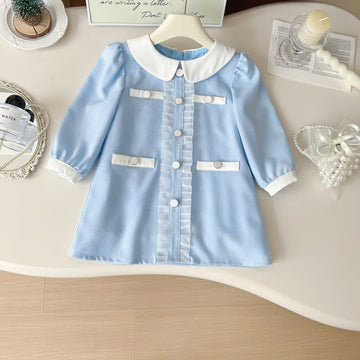 Toddler Graceful Blue Preppy Style Dress