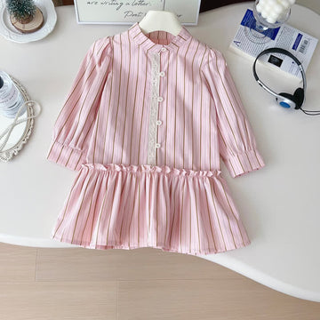 Toddler Pink Striped Preppy Style Dress