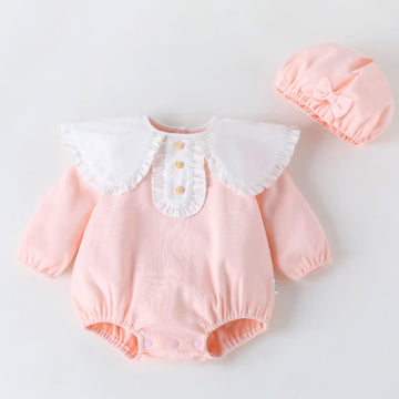 Baby Peter Pan Collar Bodysuit with Hat