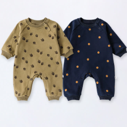 Baby Dot Hazelnut Fleece Romper