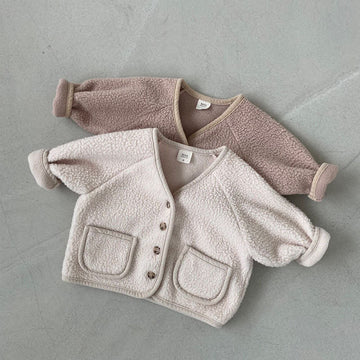 Baby Toddler Plush Solid Color Jacket
