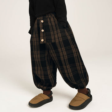 Toddler Fleece Lined Plaid Jogger Pants