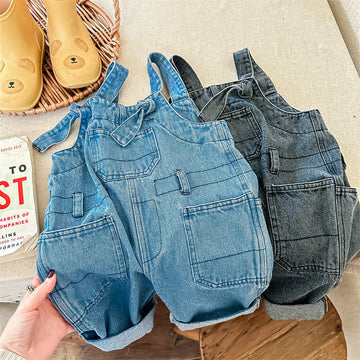 Toddler Worker Denim Solid Color Overalls