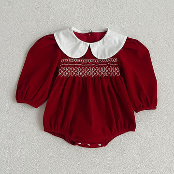 Baby Peter Pan Collar Red Bodysuit