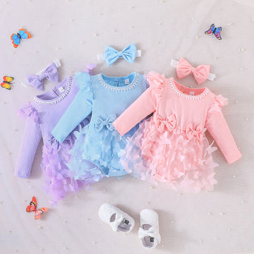 Baby Butterfly Skirted Bodysuit with Headband